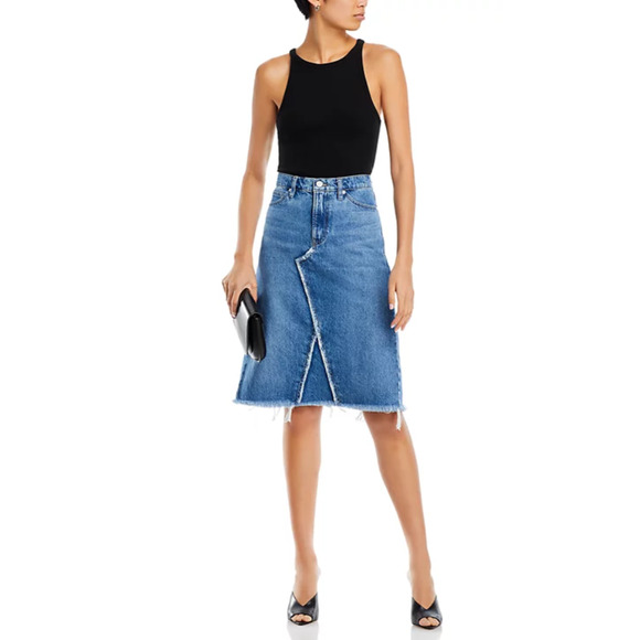 FRAME DENIM WOMENS SIZE 25 DECONSTRUCTED JEAN SKIRT BLUE NEW - Picture 1 of 13